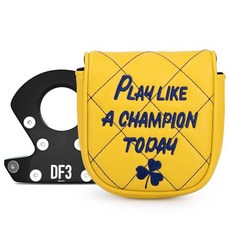 Golf Mallet 퍼터 헤드 커버 Play Like A Champion Today 마그네틱 클로저 프리미엄 가죽 헤드커버 골프 말렛 커버 DF3 퍼터용, Golf Mallet 퍼터 헤드 커버, Play Lik, 옐로우
