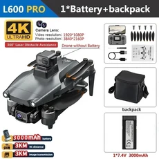 RC헬기 비행기 전투기 드론 무선 조정 카 자동차 오프로드 드리프트 포크레인 L600 PRO MAX GPS 드론 4K 전, 01 L600 PRO OAS 4K 1B