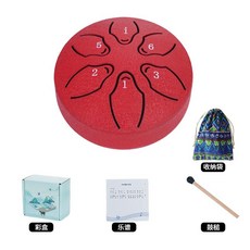 3寸6音鋼舌鼓 迷你樂器 兒童啟蒙樂器玩具 忘憂玩具 學生樂器 空鼓, 1個, BLQ  紅色