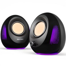 BESTISAN RGB 2채널 게이밍 스피커 블루투스 PC 컴퓨터 스피커, 블랙, SR12