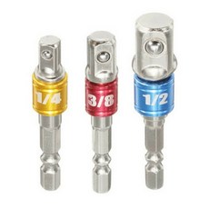 1/4"(6.35mm) 3/8"(9.5mm) 1/2"(12.7mm) 임팩트 드릴 소켓 어댑터 세트 - 육각 샹크 알루미늄 합금 3종, 1개