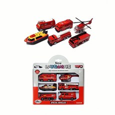 출동 경찰소방 소방차 헬기 미니카 6P 구조대 차량 구조 헬리콥터 응급 차 로봇 장난감, 본상품
