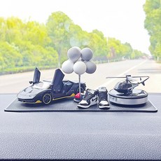 汽車擺件新款可愛模型中控臺個性創意網紅車載車內輕奢品裝飾大全, 蘭博+飛機+灰白球+黑墊+黑白AJ, 1個