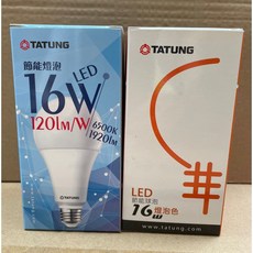 TATUNG 大同 LED燈泡 16W 節能省電, 黃光, 1個