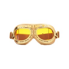 CRG Sports 빈티지 에이비에이터 파일럿 스타일 오토바이 크루저 스쿠터 고글 T08 T08BCB - 페어런트, 골드 옐로우
