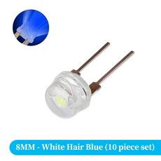 슈퍼 브라이트 LED 램프 광각 투명 LED 램프 F8 8MM 0.5W 3.0-3.2V 밀짚 모자 LED 화이트 레드 그린 블루 옐로우 10 개 전자 부품 액세서리 소스, Blue