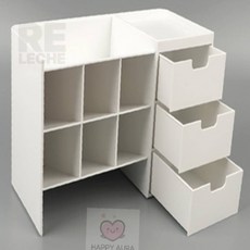 로레셋 데스크 정리함 다용도수납함, 1단 화이트 불투명