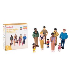 西班牙miniland 多元文化造型人偶9件組 家庭結構多樣化 一體成形, 1套