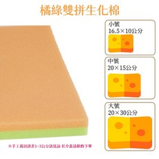 綠黃雙拼生化棉爬蟲箱墊材 柔軟舒適透氣 綠黃雙色拼接 多尺寸可選, 橘綠色,【小號】16.5×10公分, 1個