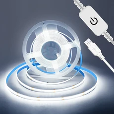 5V COB LED 스트립 조명 고밀도 유연한 테이프 3mm 너비 리본 따뜻한 자연 흰색 빨간색 파란색, 03 발광 색상2, 05 2미터, 01 노란색