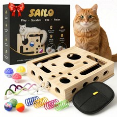 SAILO 고양이 네일 파일 스크래처 및 클로 세이버 박스와 여러 장난감 그루밍 장갑 실내 고양이용 인터랙티브 트리트 퍼즐 강화 키트 애호가를 위한 완벽한 선물 세트