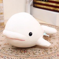 흰고래 향고래 피규어 인형 애착 수면 거실쿠션 뽀글이 집들이, 그림같이 흰색, 45x35x20cm, 1개