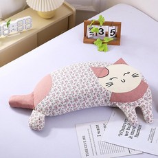 귀여운 고양이 코튼 캐릭터 목베개 낮잠 학생용 기숙사 회사 등쿠션 의자쿠션, 핑크 플로럴