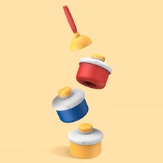 강아지간식통 휴대용 강아지 산책 애견 분리 사료통 보틀 물통 밀봉 힐플로우, 혼합색상, 1세트