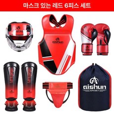 카프킥 미트 로우킥 MMA 보호대 장비 레그킥 두꺼운, 페이스가드 없음 6피스 레드, M