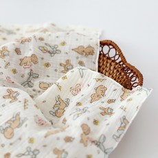 이중 더블 요루 거즈 가제 순면 사각 손수건 스카프빕 대형 42x42cm, [요루] 강아지꿈, 1개, 1개입