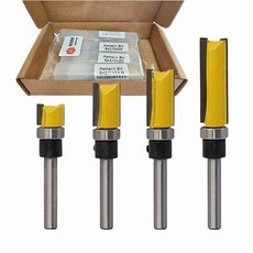 BINDESIGN 트리머 비트 6mm생크 2날, 6번 일반용 목재홈파기 복사비트 하부베어링 4개세트, 1세트