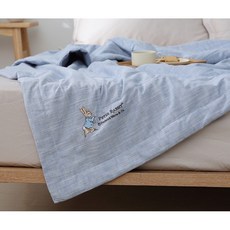 比得兔/夏日系列 棉紗蠶絲被, 藍色152*212單人