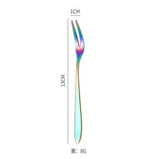 스테인레스 스틸 과일 포크 13cm 2 가지 스낵 케이크 디저트 포크 식기 레스토랑 카페테리아 홈 파티 주방 과일 포크, 회색, 1개