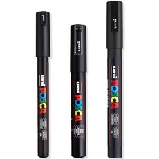 포카 초미세 페인트 마커 펜 세트 PC1MR PC1M PC3M 블랙 잉크 3팩