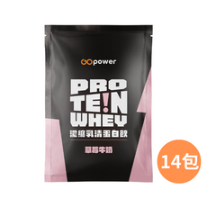 GOpower 濃縮乳清蛋白飲 草莓牛奶, 14個, 35g