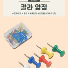 약 35개 들어있는 이쁜색상의 칼라압정1통 RC-TB0040 압정