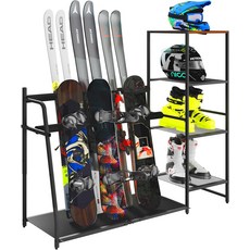 Ufyerutg 프리스탠딩 스키 랙 - 4쌍 3팩 스노보드 부츠 홀더 폴 고글 헬멧 및 장비 정리 차고 창고 지하실 애호가에게 이상적입니다