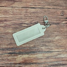 可印字 掛扣式姓名條 皮質掛繩 空白姓名條 兒童姓名吊牌掛扣 名牌扣 姓名扣 書包扣 可手寫 空白姓名條 名字貼 名字牌, 1個, 米白色-皮質書包扣