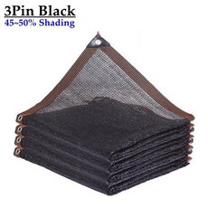 [캠핑파라솔웨건] 4 가지 색상 45 50% 음영 정원 안티 UV HDPE 차양 그물 항해 분재 꽃 태양 그늘 메쉬 야외 즙이 많은 식물 커버, [00] 2m x 2m, [00] 3Pin Black