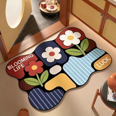 AURALA 규조 머드 매트 욕실 흡수 매트 주방 미끄럼 방지 매트 입구 화장실 심플 퍼즐 매트, 1개, 스타일A