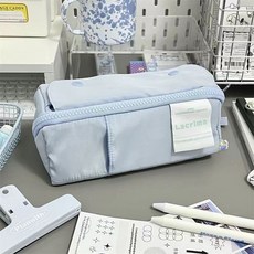 투니스 단색 집업 펜 파우치, 프리사이즈, 블루