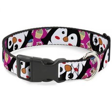 Buckle-Down 고양이 목걸이 분리형 펭귄 컵케이크 푸크시아 멀티 컬러 22.9~38.1cm(9~15인치) 너비 1.3cm(0.5인치), Buckle-Down 고양이 목걸이 분리형 펭귄 컵케이