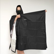 캠핑용 판초우의 등산 아웃도어 우비 돗자리겸용 비옷, 블랙, 1개