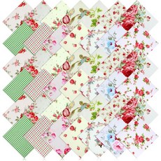 퀼팅용 참 팩 42개 5 x 인치 사각형 퀼팅 원단 프리컷 플로럴 면직물 패치워크 재봉용 빈티지 핑크 스프링 레이어 케이크 번들 DIY 수제 공예품, 퀼팅용 참 팩 42개 5 x 인치 사각형 퀼팅 원단 프