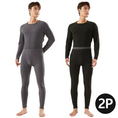 2P 남성용 초극세사 순색 초박형 내복 겨울 보온 발열 내의 세트 HJ