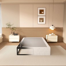 NHODIR 229cm 9인치 박스 스프링 풀 사이즈 침대 베이스 튼튼한 금속 매트리스 파운데이션 덮개 패브릭 커버 쉬운 조립 블랙 680265