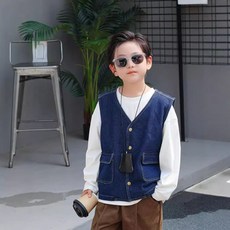 DO Kids童裝 台灣現貨-韓系男童帥氣牛仔背心 春秋季兒童中大童牛仔背心