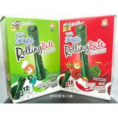 好吃零食小舖 喜樂口 香脆烤海苔卷 (原味/辣味全素) 1盒10條 泰國 Seleco, 1個, 辣味一盒10條
