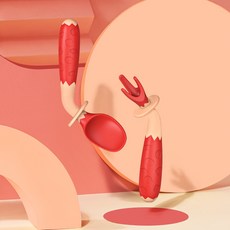 AOHAO 실리콘 스푼 포크 세트 수납함 휴대용 식기학 식사 숟가락, 레드, 1개