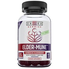 Zhou Nutrition 接骨木&維他命C&鋅素食軟糖, 60顆, 1罐