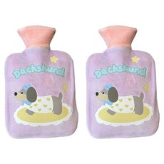 StarR 닥스훈트 스퀘어 보온 물주머니 퍼플 500ml, 2개