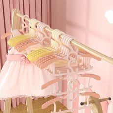 多功能伸縮曬衣架，兒童衣架防滑無痕晾衣架，嬰幼兒寶寶專用衣物收納整理神器, 1個, 馬卡龍藍-可愛小兔款,35只-伸縮+可調