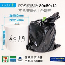 瘋狂老闆 POS感熱紙捲 80x80x12, 1個, 出單機熱感應紙捲80x80,超商取貨最多14捲