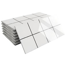 제이에스맘 붙이는 방수 타일 대리석 벽지 접착식 데코 폼블럭 포인트 시트지 300x600mm, 클래식화이트그리드, 7개입