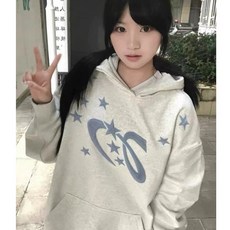 투니스 여성 스타일리시 루즈핏 프린팅 후드 티셔츠