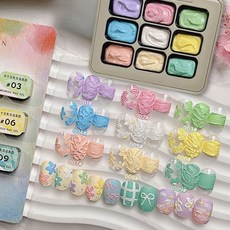 위치비 마카롱 텍스젤 유화젤 질감 파스텔 컬러 젤네일, 1개, 2.5ml, 9종세트