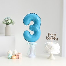 이벤트홀릭 숫자 풍선 스탠드 세트 생일파티용품 기념일, 3, 1개, 블루