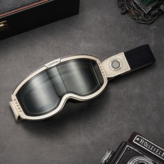 오토바이고글 선글라스 바이크 안경 안경고글 클래식 레이싱 라이딩 레트로 투명 방풍고글, 회색 이중층 안개방지-카키 프레임