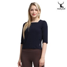 녹족 요가복 필라테스복 르네 7부 티셔츠 인디고