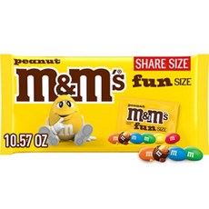 M&M'S Fun Size 땅콩 밀크 초콜릿 할로윈 캔디 299.7g(10.5온스) 백, Peanut